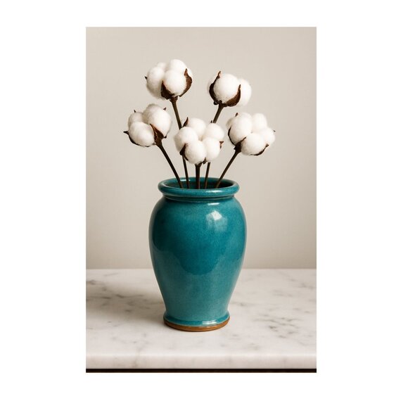 Handmade Blue Ceramic Vase – Signed Artisan Pottery, Wheel-Thrown Stoneware Vase - Picture 1 of 8